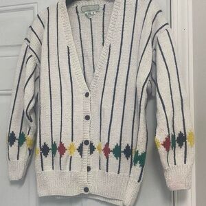 Striped Cardigan with Colorful Accents